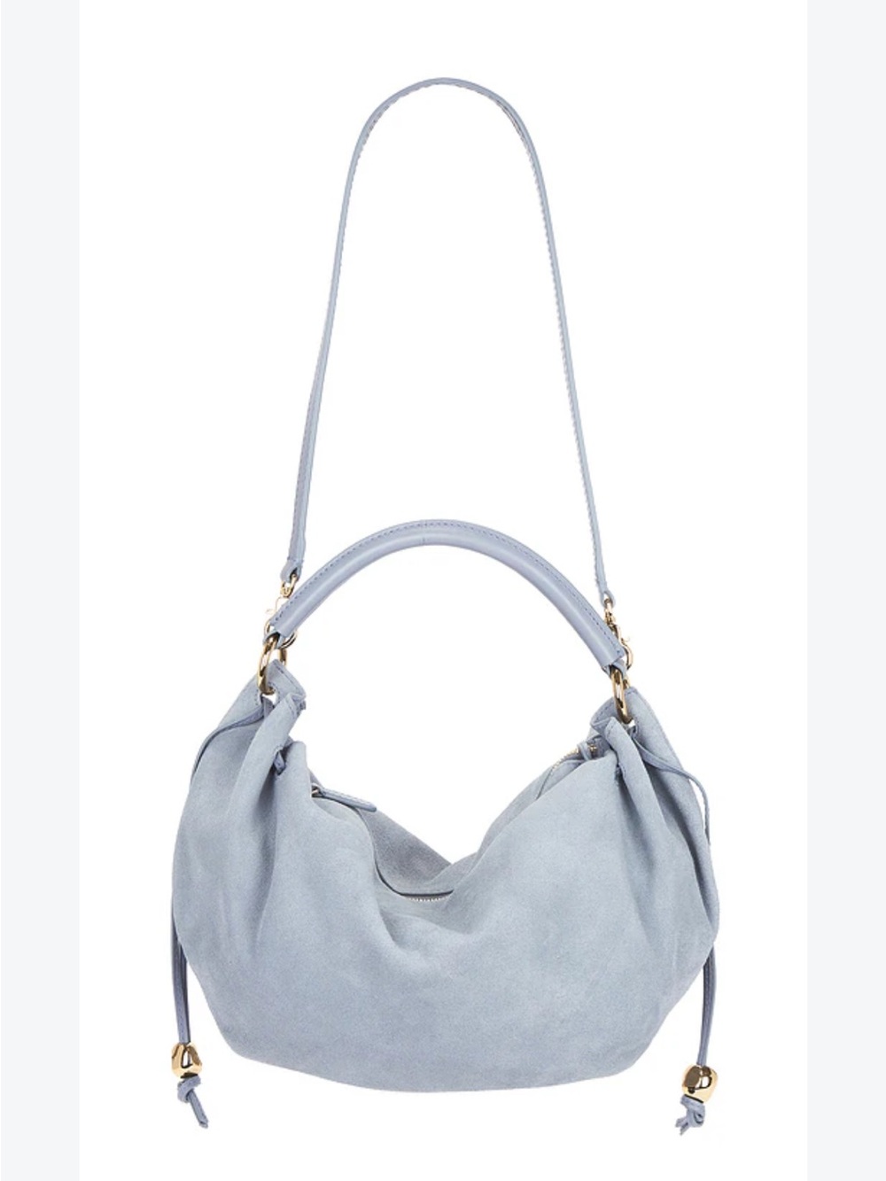 Madewell gathered shoulder bag Soft Suede Hobo Bag in serene Blue - Picture 7 of 12